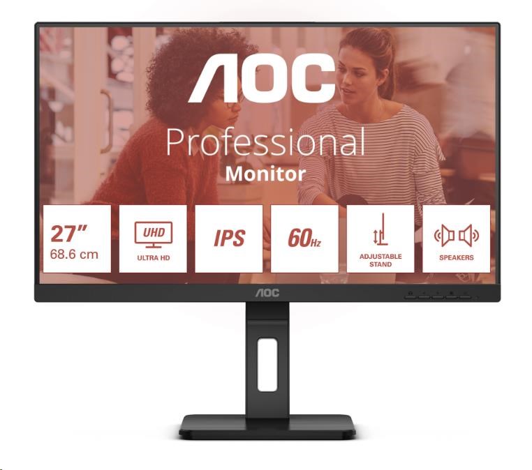 AOC MT IPS LCD WLED 27palcový U27E3UF - IPS panel, 3840x2160, 2xHDMI, DP, USB 3.2, repro, pivot