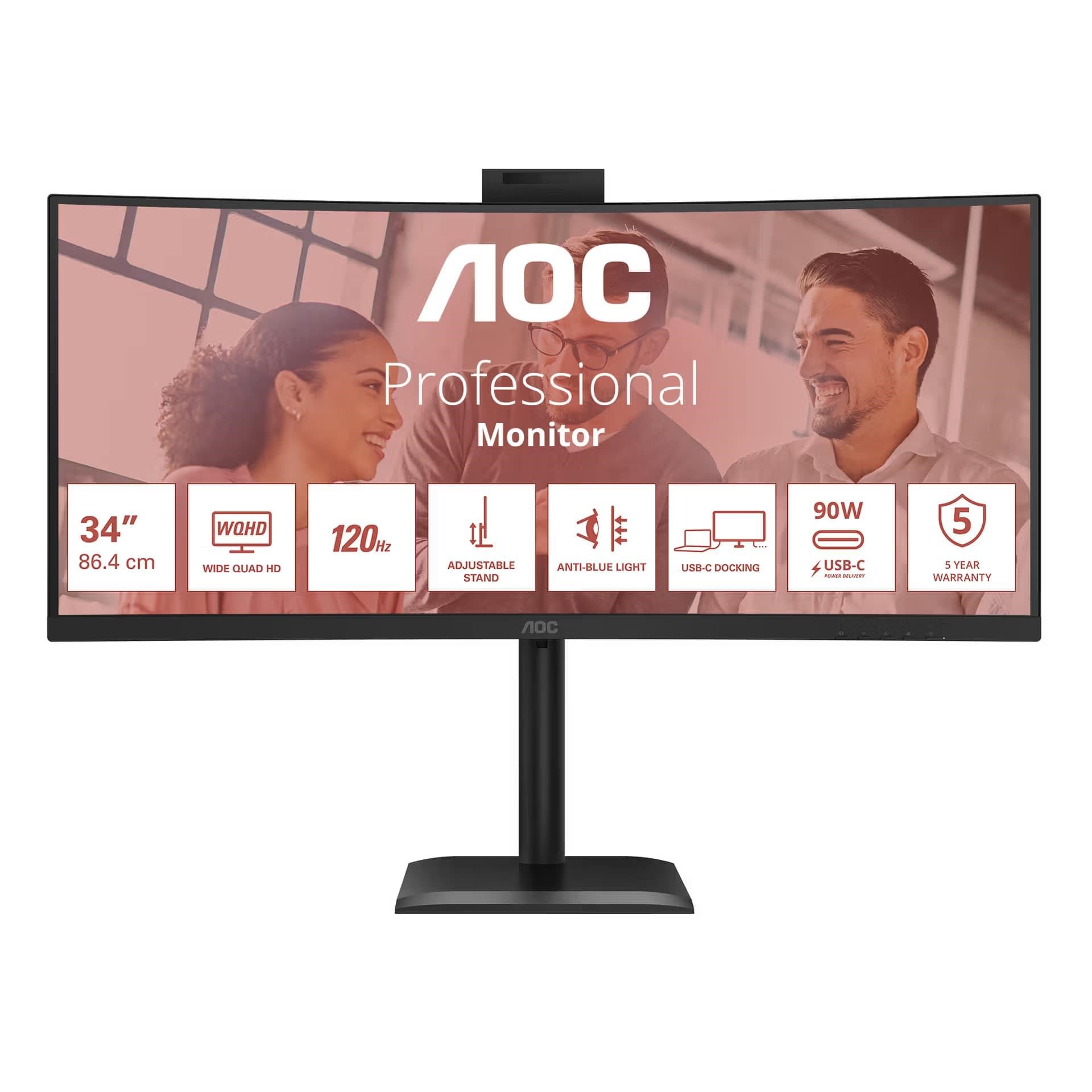 AOC MT VA 34palcový CU34E4CW - VA panel, 3440x1440, 120Hz, HDMI, DP, USB-C