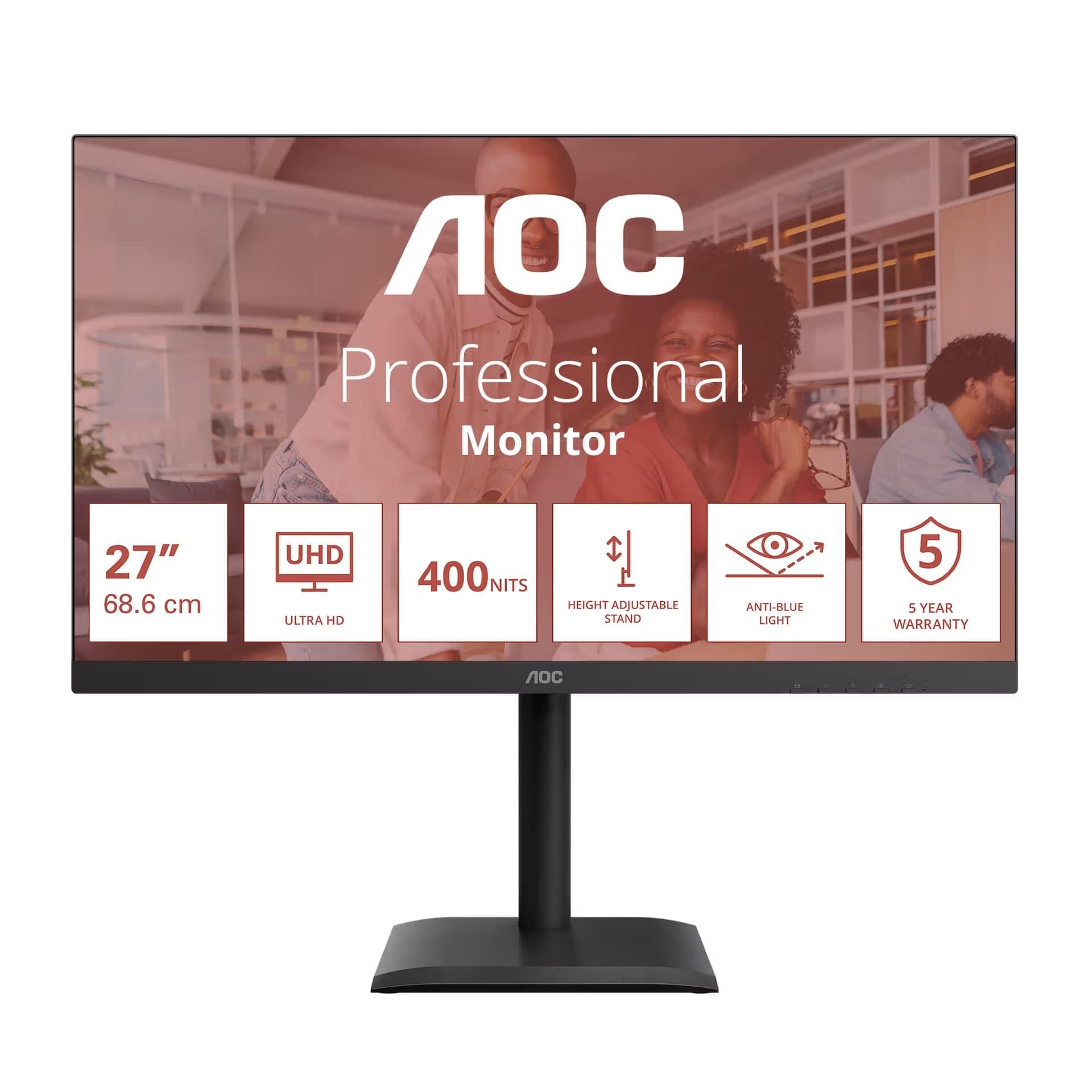 AOC MT IPS LCD WLED 27palcový U27E4CV - IPS panel, 3840x2160, 60Hz, HDMI, DP, USB-C