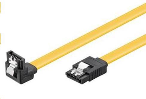 PREMIUMCORD 0,3m SATA 3.0 datový kabel 1.5GBs / 3GBs / 6GBs, kov.západka, 90°