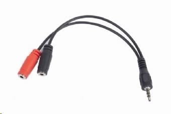 GEMBIRD Kabel rozdvojka jack 3,5mm (4 pólový) na 2x3,5mm M/F, 20cm, černý