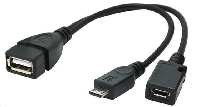 GEMBIRD Kabel USB AF/micro BM + micro BF, OTG + dobíjení, 15cm, pro tablety a smartphone