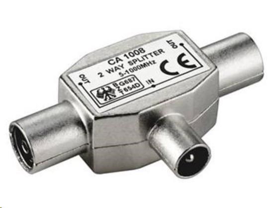 PremiumCord TV antenní slučovač-rozbočovač IEC 75 Ohm 1xM-2xF