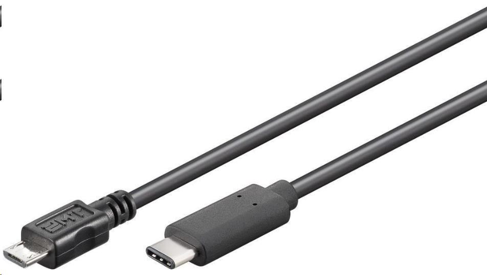 PremiumCord Kabel USB 3.1 konektor C/male - USB 2.0 Micro-B/male, černý, 0,6m