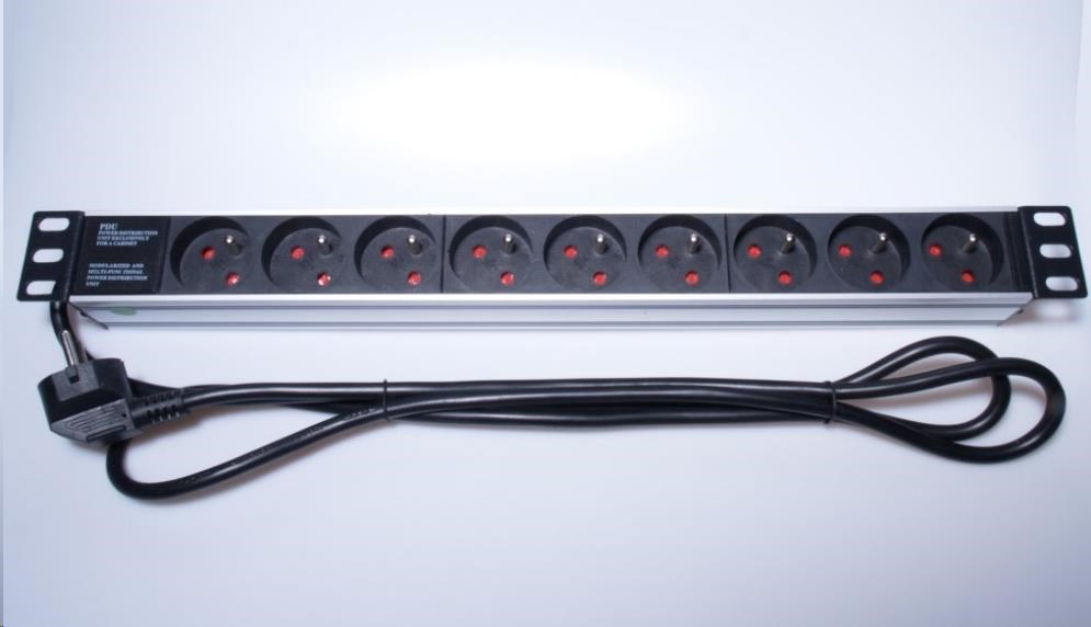 PremiumCord Panel napájecí do 19 racku 1U, 9x230V, 2m kabel