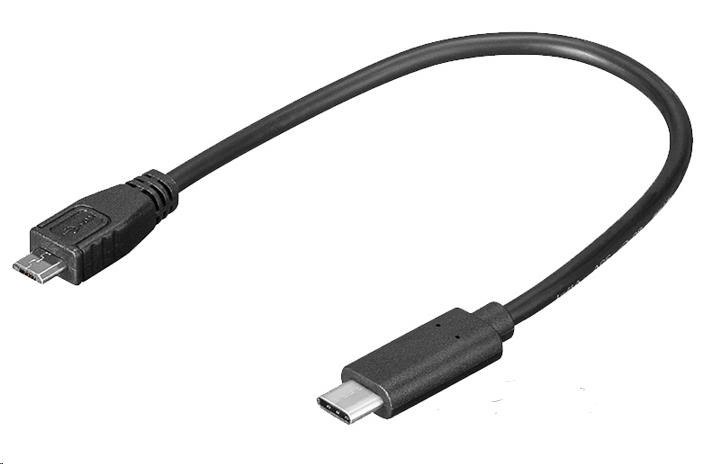 PREMIUMCORD Adaptér USB 3.1 C/male - USB 2.0 Micro-B/male, 0,2m