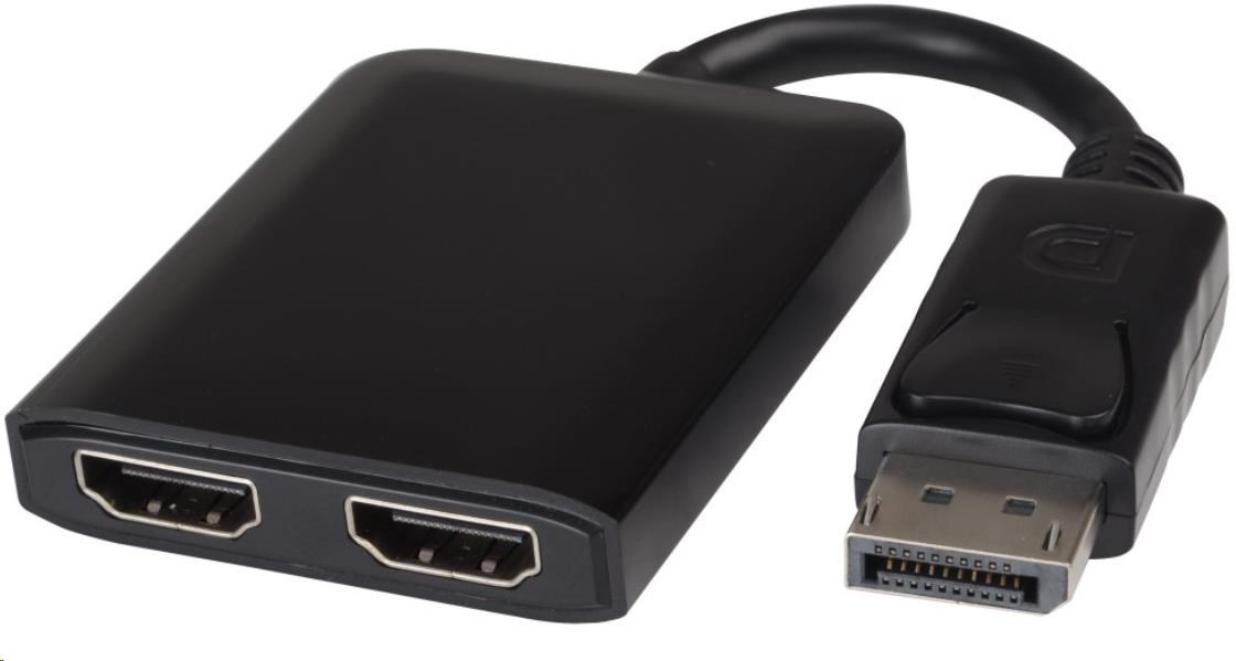 PREMIUMCORD Adaptér DisplayPort - 2x HDMI, MST, rozšíření+zrcadlení+2 obrazy, 4K*2K@30Hz
