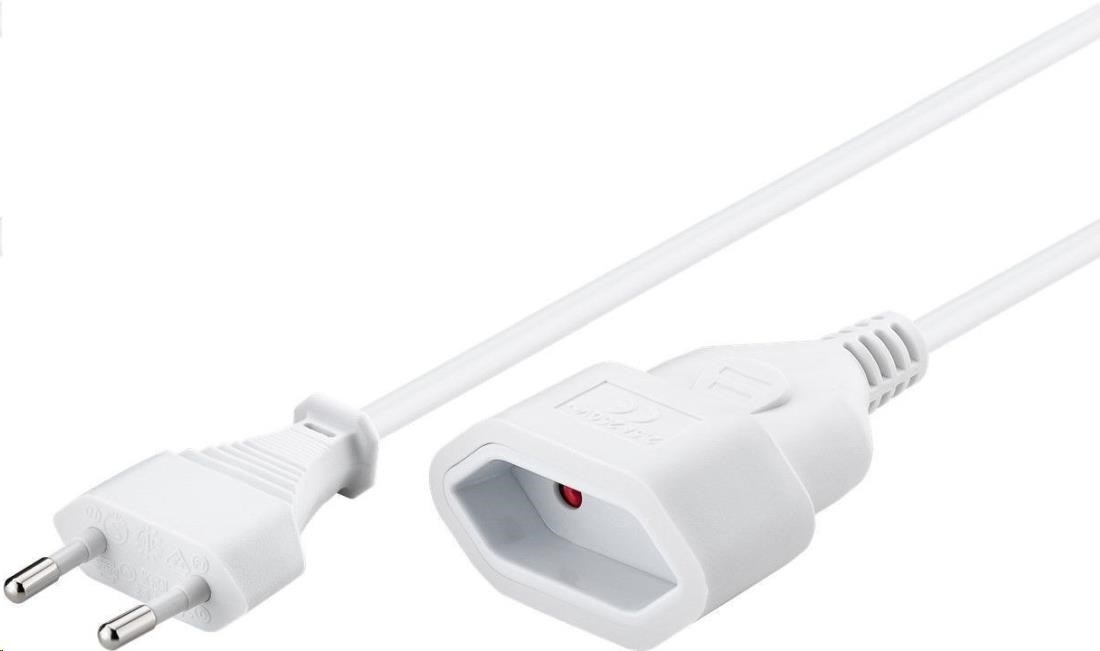 PremiumCord síťový prodlužovací kabel 230 V, dvojvidlice, 3 m, bílý (kpsm3w)