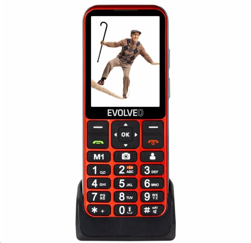 BAZAR - EVOLVEO EasyPhone LT, mobilní telefon pro seniory s nabíjecím stojánkem, červená - Po opravě (Komplet)
