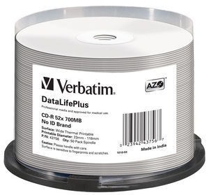Verbatim CD-R AZO 700 MB 52x Thermal Printable - 50 disků