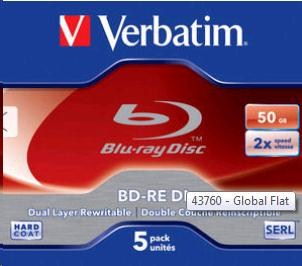 VERBATIM BD-RE DL (5-pack)Blu-Ray/Jewel/2x/50GB