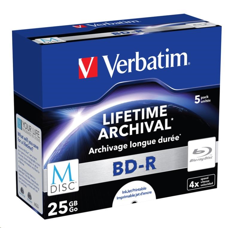 Verbatim M-DISC BD-R 25 GB 4x - 5 archivních Blu-ray disků