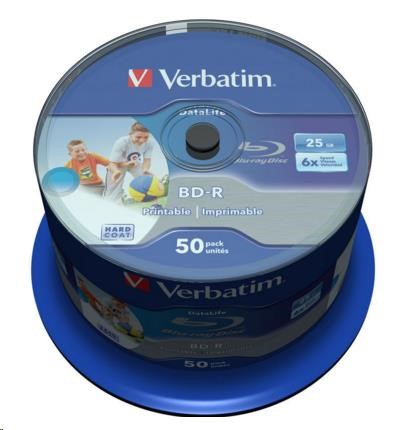 VERBATIM BD-R SL Datalife (50-pack)Blu-Ray/Spindle/6x/25GB WHITE BLUE SURFACE