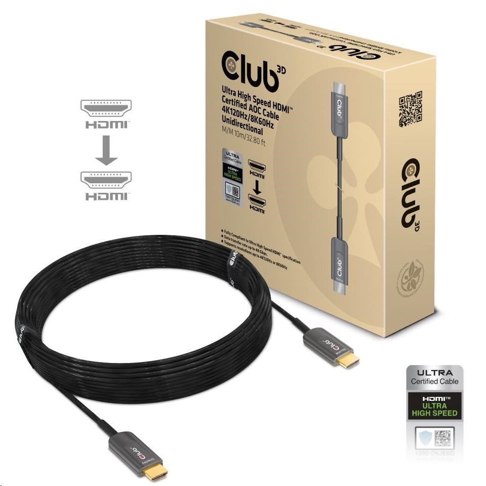 Club3D Kabel Ultra Rychlý HDMI Certifikovaný AOC Kabel 8K60Hz, 4K120Hz, 10m
