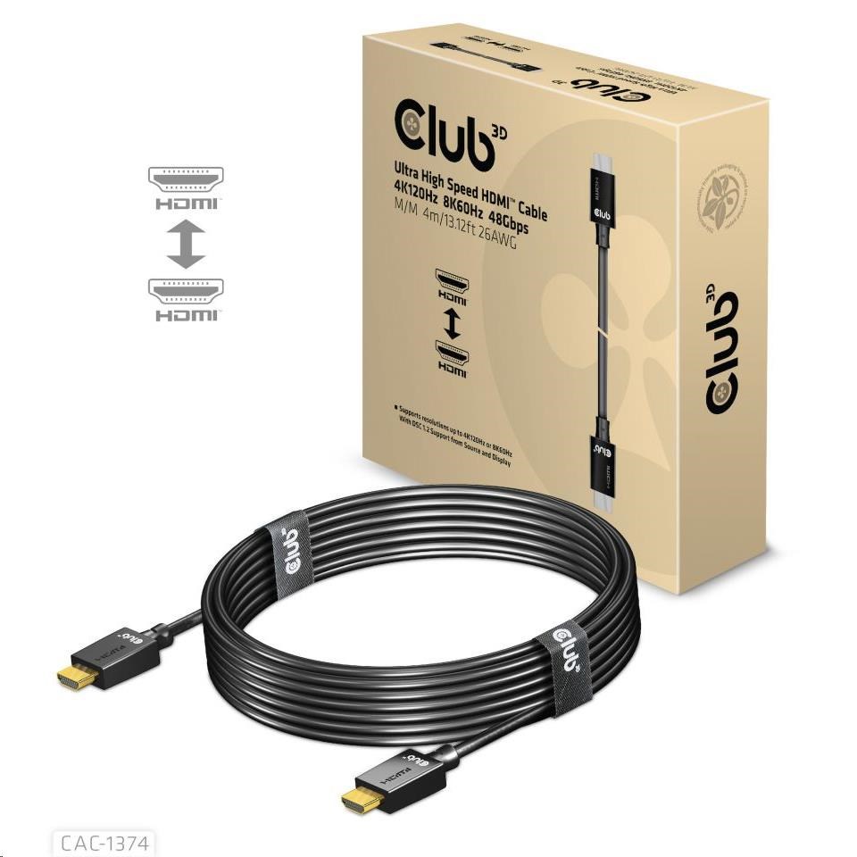Club3D Kabel Ultra Rychlý HDMI, 4K120Hz, 8K60Hz Cable 48Gbps (M/M), 28AWG, 4m