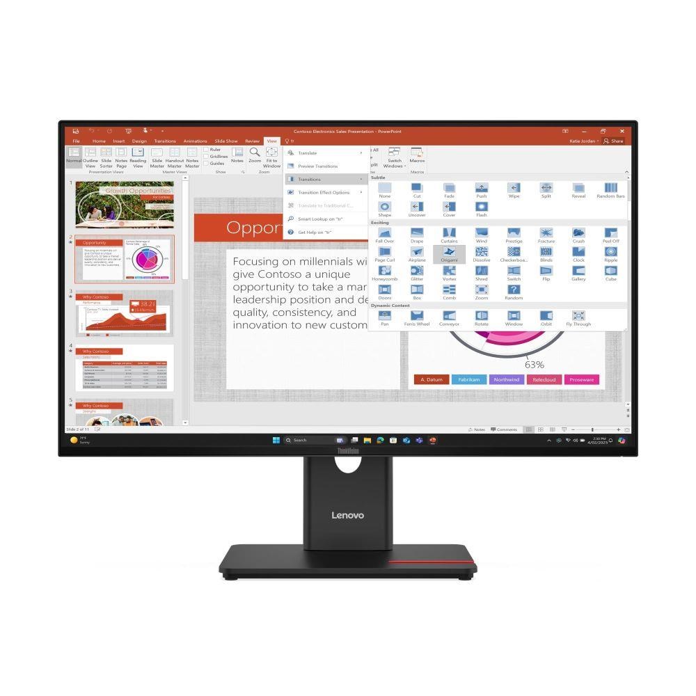 LENOVO LCD T27-40 - 27palcový,IPS,matný,16:9,1920x1080,120Hz,4ms,300cd/m2,1500:1,HDMI,DP,VGA,USBHub,USB-C,PD15W,VESA,Pivot