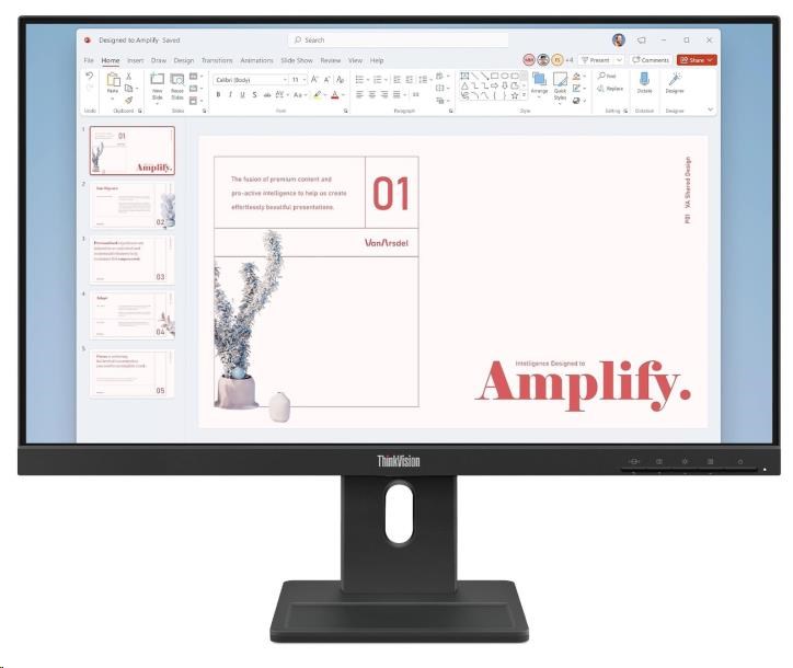 LENOVO LCD E24-40 - 23,8palcový,IPS,16:9,1920x1080,100Hz,250cd/m2,1300:1,4ms(GtG),VGA,DP,HDMI,Repro,Pivot