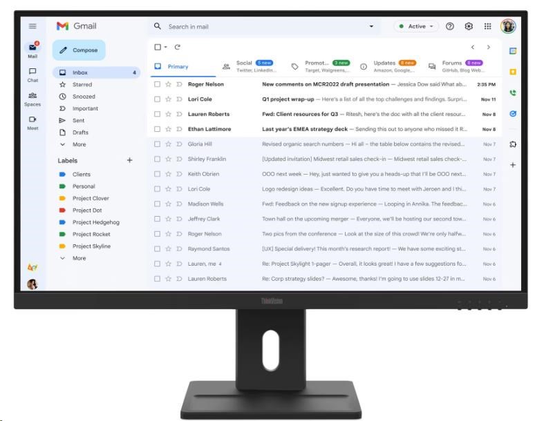 LENOVO LCD E27-40 - 27palcový,IPS,16:9,1920x1080,100Hz,300cd/m2,1500:1,4ms(GtG),VGA,DP,HDMI,Pivot,repro