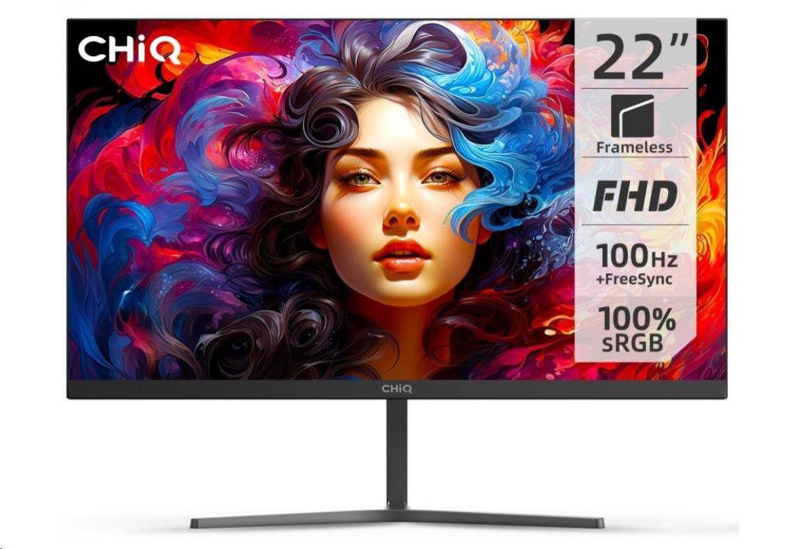 CHiQ 22palcový UltraSlim monitor 22F650 FHD, 100 Hz, Frameless, černý