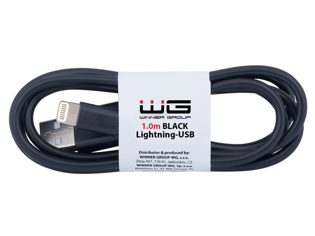 WG - Datový kabel Lightning na USB-A, 1 metr, černá