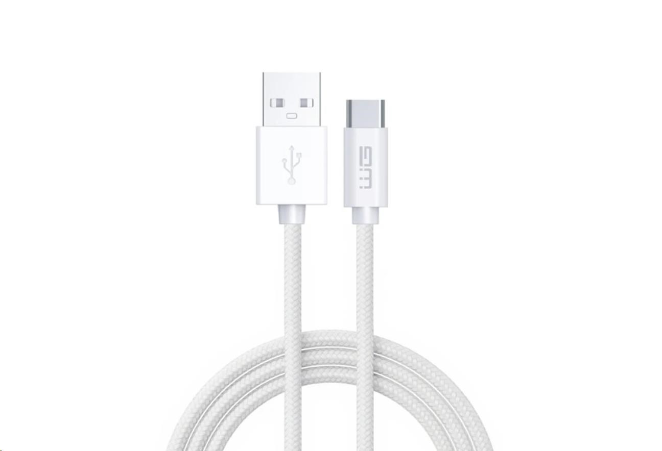 WG Datový kabel Type C-USB-A/1m/nylon braided/white