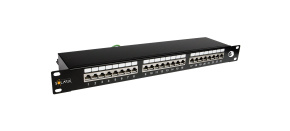 Solarix Patch panel 24 x RJ45 CAT6 STP černý 1U SX24-6-STP-BK
