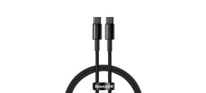 Baseus Tungsten Gold rychlonabíjecí / datový kabel USB-C na USB-C 100W 1m, černá Baseus Tungsten Gold rychlonabíjecí / datový kabel USB-C na USB-C 100W 1m, černá
