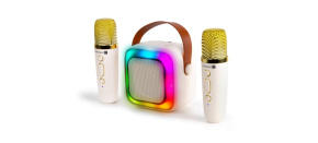 CONNECT IT Karaoke party reproduktor 2Mic, bezdrátový + 2x mikrofon, béžová CONNECT IT Karaoke party reproduktor 2Mic, bezdrátový + 2x mikrofon, béžová