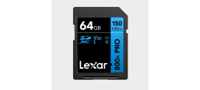 Lexar SDXC 800x Pro UHS-I cards, C10 (V30) U3, R150, 64GB Lexar SDXC 800x Pro UHS-I cards, C10 (V30) U3, R150, 64GB