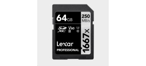 Lexar SDXC Pro 1667X UHS-II U3 R250/W120 (V60) 64GB Lexar SDXC Pro 1667X UHS-II U3 R250/W120 (V60) 64GB
