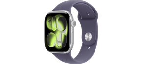 Apple Watch Series 11 GPS + Cellular 42mm Silver Aluminium Case with Purple Fog Sport Band - M/L Apple Watch Series 11 GPS + Cellular 42mm Silver Aluminium Case with Purple Fog Sport Band - M/L