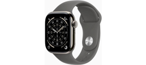 Apple Watch Series 11 GPS + Cellular 42mm Natural Titanium Case with Stone Grey Sport Band - M/L