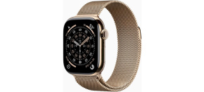 Apple Watch Series 11 GPS + Cellular 42mm Gold Titanium Case with Gold Milanese Loop