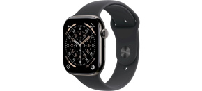 Apple Watch Series 11 GPS + Cellular 46mm Slate Titanium Case with Black Sport Band - M/L