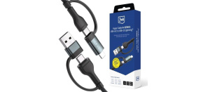 3mk Hyper kabel N-SERIES 2 in 2 A/C - C/Lightning 1.2m 9V/2A 60W černý