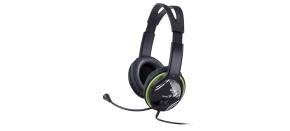 GENIUS sluchátka s mikrofonem HS-400A, černozelená, + redukce na Single Jack