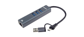 PremiumCord Adaptér USB-C a USB-A na Gigabit 10/100/1000Mbps + 3x USB 3.2 konektor PremiumCord Adaptér USB-C a USB-A na Gigabit 10/100/1000Mbps + 3x USB 3.2 konektor
