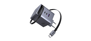 UGREEN síťová rychlonabíječka se zatahovacím kabelem 100W 3-Port, 2x USB-C, 1x USB-A, GaN, stříbrná UGREEN síťová rychlonabíječka se zatahovacím kabelem 100W 3-Port, 2x USB-C, 1x USB-A, GaN, stříbrná