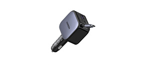 UGREEN rychlonabíječka do auta se zatahovacím kabelem 60W 3-Port, 2x USB-C,1x USB-A, GaN, stříbrná UGREEN rychlonabíječka do auta se zatahovacím kabelem 60W 3-Port, 2x USB-C,1x USB-A, GaN, stříbrná
