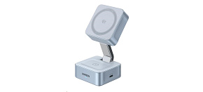 UGREEN magnetická bezdrátová nabíječka 2v1 MagFlow Qi2.2, 25W, MagSafe, stříbrná UGREEN magnetická bezdrátová nabíječka 2v1 MagFlow Qi2.2, 25W, MagSafe, stříbrná