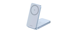 UGREEN magnetická bezdrátová nabíječka 2v1 MagFlow Qi2.2, 25W, MagSafe, stříbrná UGREEN magnetická bezdrátová nabíječka 2v1 MagFlow Qi2.2, 25W, MagSafe, stříbrná