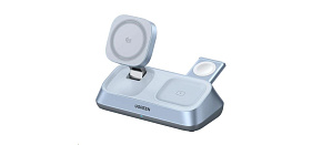 UGREEN magnetická bezdrátová nabíječka 3v1 MagFlow Qi2.2, 25W, MagSafe, stříbrná UGREEN magnetická bezdrátová nabíječka 3v1 MagFlow Qi2.2, 25W, MagSafe, stříbrná