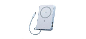 UGREEN magnetická powerbanka MagFlow 10000mAh s diplejem, Li-ion, 30W, MagSafe, 2x USB-C, stříbrná UGREEN magnetická powerbanka MagFlow 10000mAh s diplejem, Li-ion, 30W, MagSafe, 2x USB-C, stříbrná