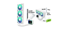 ASROCK Vodní chladič Challenger White 360 Digital, 3x120mm, ARGB, LGA1851, AM5, bílá