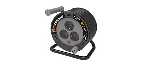 Solight prodlužovací přívod na bubnu 15m, 3 zásuvky, černý kabel, 3x 1,0mm2 Solight prodlužovací přívod na bubnu 15m, 3 zásuvky, černý kabel, 3x 1,0mm2