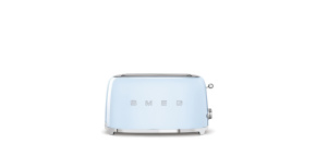 Smeg TSF02PBEU, toustovač / topinkovač, 4 toasty, 6 úrovní opékání, zásuvka na drobky, styl. 50. let, pastelově modrý Smeg TSF02PBEU, toustovač / topinkovač, 4 toasty, 6 úrovní opékání, zásuvka na drobky, styl. 50. let, pastelově modrý