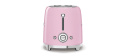 Smeg TSF02PKEU, toustovač / topinkovač, 4 toasty, 6 úrovní opékání, zásuvka na drobky, styl. 50. let, růžový