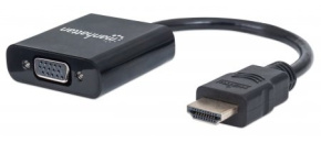 BAZAR - MANHATTAN převodník z HDMI na VGA (HDMI Male to VGA Female, black, Polybag) - Poškozený obal (Komplet)