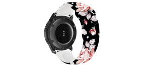 RhinoTech univerzální silikonový řemínek Quick Release černý s motivem květin 22mm RhinoTech univerzální silikonový řemínek Quick Release černý s motivem květin 22mm