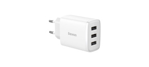 Baseus kompaktní nabíječka 3U 17W EU, bílá Baseus kompaktní nabíječka 3U 17W EU, bílá